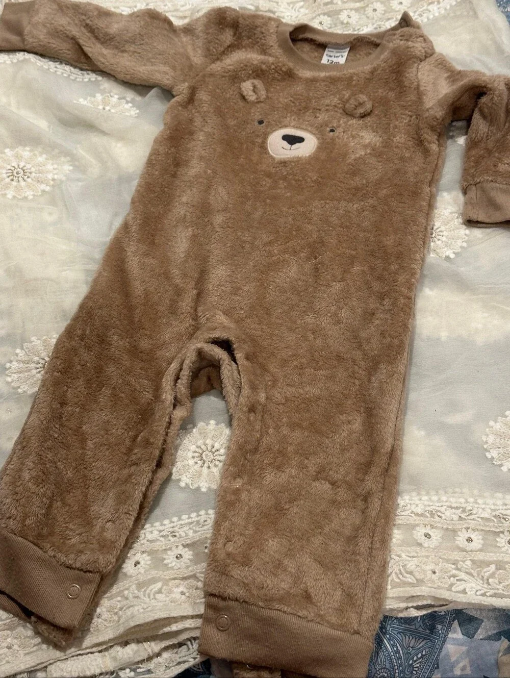 Carter's Brown Plush Bear Footed One-Piece